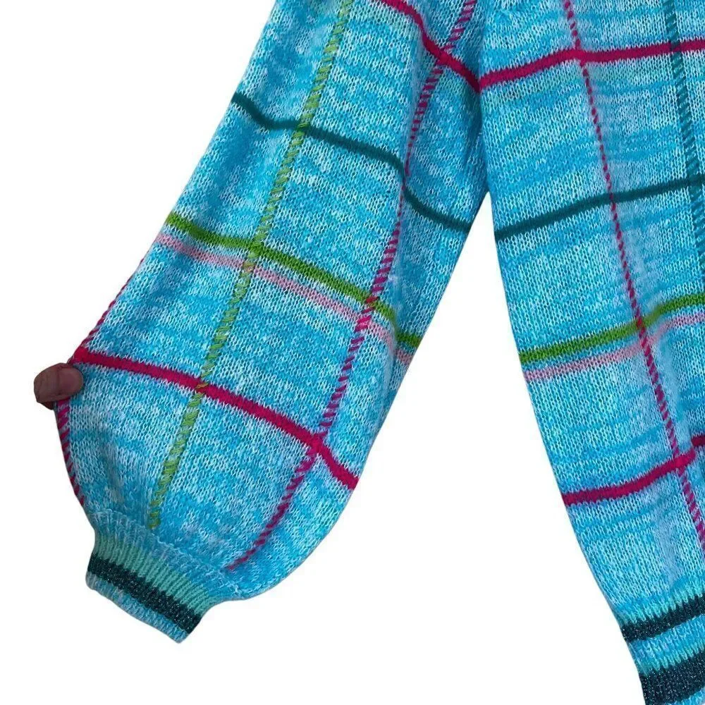 NWT! Lilly Pulitzer Hail Sweater Seabreeze Blue Playful Plaid Size Small - Picture 2 of 5
